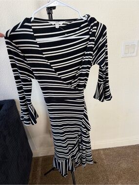 Ripe Black & White Striped Wrap Dress Women’s XS
